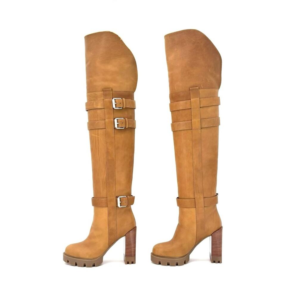 Christian Louboutin Brodeback Lug Botta Alta Shearling Over the Knee Boots 36.5 - Picture 6 of 11